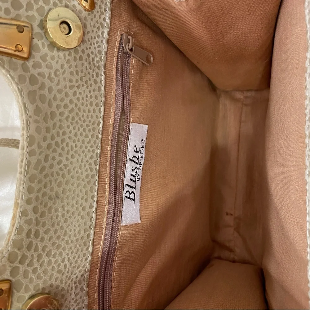 Vintage Blushe by spiegel handbag purse gold cream metallic small clutch new
